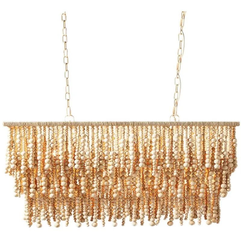 Outdoor Lighting Chandelier - Bohemiczny żyrandol z drewnianych koralików w