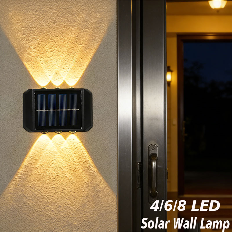 Outdoor Lighting On House - Lampa solarna zewnętrzna LED 4/6/8, wodoodporna,